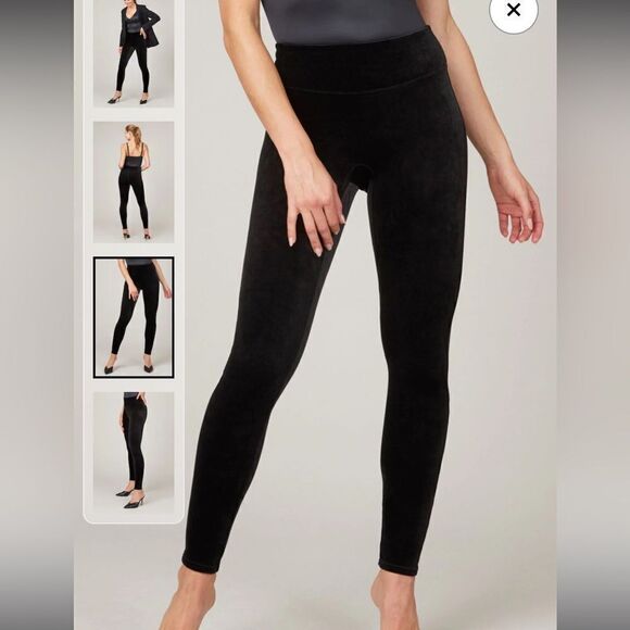 NWOT Spanx Black Velvet Leggings - Picture 3 of 9